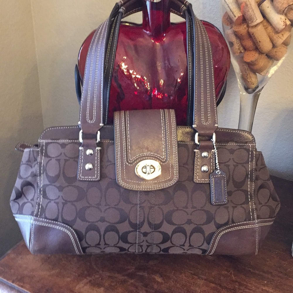 Coach Signature Jacquard and leather bag
